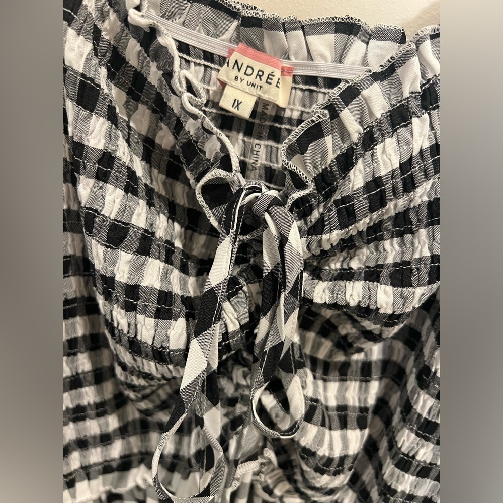 ANDREE BY UNIT Black & White Gingham Midi Dress - Picture 8 of 11
